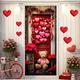 Saint Valentin roses coeur porte couvre décoration murale porte tapisserie porte rideau décoration toile de fond porte bannière amovible pour porte d'entrée intérieur extérieur maison chambre