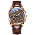 Montre à Quartz pour Hommes OLEVS Mode Affaires Robe Étanche Montre de Poignet en Cuir Respirant Montre Chronographe Montre Sport Cadeaux pour Hommes