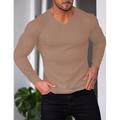 Homme T shirt Tee T-shirt Chemise à manches longues Plein Bande de fosse Col V Plein Air Vacances manche longue Tricoté A côtes Vêtement Tenue Mode Design basique