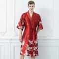 Homme Pyjamas robe Robe de soie Kimonos en soie 1 pc Animal Mode Flexible Intérieur Lit Spa Fausse Soie Polyester Col en V Robe longue Basique Eté Noir Rouge