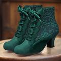 Femme Bottes Grandes Tailles Bottes à talons Soirée Extérieur Saint Valentin Bottines Bottines Dentelle Talon de chaton Bout rond Elégant Rétro Vintage Mode Dentelle Lacet Noir Rouge Vert