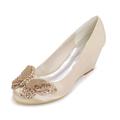 Femme Chaussures de mariage Escarpins Cadeaux de Saint-Valentin Chaussures bling-bling Soirée Soirée Evénement Talons de mariage Chaussures de mariée Strass Noeud Semelle compensée Bout rond Elégant