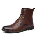 Homme Bottes Chaussures habillées Bottes de Combat Rétro Vintage Classique du quotidien Bureau et carrière Polyuréthane Bottine / Demi Botte Lacet Marron foncé Noir Marron clair Automne Hiver