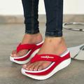 Femme Sandales Chaussons Tongs Sandales à plateforme Tongs Grandes Tailles Extérieur du quotidien Plage Couleur unie Eté Plateau Bout ouvert Décontractées Minimalisme Toile Mocassins Blanche Rouge