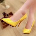 Femme Chaussures à Talons Escarpins Grandes Tailles Travail du quotidien Couleur Pleine Eté Talon haut Escarpins Bout pointu Entreprise basique Classique Cuir Verni Mocassins Noir Jaune Rose