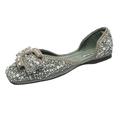 Femme Ballerines Chaussures bling-bling Rose Sandales plates Mariage Soirée Phosphorescent Noeud Imitation Perle Paillette Brillante Talon Bas Bout rond Elégant Mode Confort Marche Paillette Mocassins