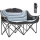 ABORON Oversized Double Camping Chair - 2-Person Heated Folding Chairs for Outdoor Sports Padded Moon Round Chair for Adults with Cup Holder & Carry Bag Supports up to 990lbs
