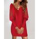 Robe d'hiver Robe Droite Robe unie Femme Mini robe Dentelle Patchwork Plein Air du quotidien Rendez-vous Elégant Col V manche longue 2023 Standard Noir Blanche Rouge S M L XL XXL