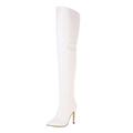 Femme Bottes Bottes à talons du quotidien Couleur Pleine Cuissardes Hiver Talon haut Talon Aiguille Bout pointu Faux Cuir Fermeture Noir Blanche Jaune