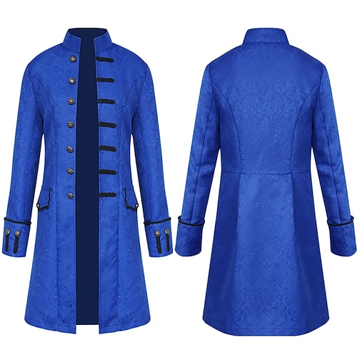 Homme Manteau Caban Utilisation Soirée Le style rétro Printemps Automne Conception spéciale Antique Millésime Rétro Longue Vêtements pour hommes en jacquard médiéval [blanc] Vêtements pour hommes
