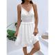 Robe casual Robe de mariée en dentelle blanche Femme Robe mi-longue avec manche Plein Air Rendez-vous Vêtement de rue Col V Sans Manches Standard Blanche S M L XL 2XL