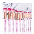 Ensemble de pinceaux de maquillage en marbre 10 pièces professionnel premium synthétique kabuki fond de teint crème poudre pour le visage blush correcteur pinceau fard à paupières