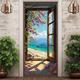 vue sur la fenêtre couvre-portes de plage décor mural tapisserie de porte décoration de rideau de porte toile de fond bannière de porte amovible pour porte d'entrée intérieure extérieure décoration
