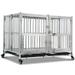 Litake 48 Heavy Duty Dog Crate Cage Kennel with Wheels Full Stainless Steel High Anxiety Indestructible Dog Crate Sturdy Locks Design Double Door Small Door Design & Removable Tray Design (Silver)