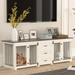 ADOFFUR 94.5 Large Dog Crate Furniture for 2 Dogs Wooden Double Dog Kennel Furniture with 3 Drawers Heavy Duty Indoor Furniture Style Dog Crate/TV Stand - White
