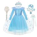 La Reine des Neiges Princesse Conte de Fée Elsa Reine des Neiges Robe Tenue Robe de demoiselle d'honneur Fille Cosplay de Film Le style mignon Bleu (sans manches) Bleu (manches longues) Mariage robe