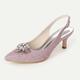 Femme Chaussures de mariage Chaussures bling-bling Slingback Chaussures scintillantes Chaussures de mariée Cristal Talon de chaton Bout pointu Elégant Polyuréthane Gleit Lanière de cheville Blanche