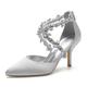 Femme Chaussures de mariage Escarpins Chaussures bling-bling Chaussures habillées Chaussures scintillantes Chaussures de mariée Cristal Talon haut Bout pointu Elégant Luxueux Satin Fermeture Argent