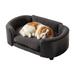 Elevated Dog Bed Pet Sofa With Removable And Washable Cushion Cover Carving Wooden Legs Luxurious Elevated Modern Dog Bed For Small And Medium Size Dogs Kitten