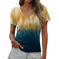 SZXZYGS Womens T Shirts Graphic Tees Cat Womens Star Print Abstract Painting Button Collar Ladies Casual Loose T Shirt Tops