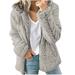 Bdfzl Women s Plus Size Casual Color Block Plush Sweatshirt Zipper Hoodie Loose Blouse Warm Coat Thin Women Sweater Comfortable Jacket Women Wrap Jacket Women Lined Coat Soft Sleeve