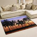 Wellsay Hawaiian Sunset Palm Tree Non Slip Area Rug for Living Dinning Room Bedroom Kitchen 3 x 5 (39 x 60 Inches) Tropical Beach Palm Tree Nursery Rug Floor Carpet Yoga Mat