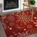 Wellsay Christmas Snowflake Non Slip Area Rug for Living Dinning Room Bedroom Kitchen 4 x 6 (48 x 72 Inches) Christmas Winter Holiday Nursery Rug Floor Carpet Yoga Mat