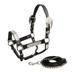 Showman Yearling/Small Horse Dark Leather Show Halter w/ Engraved Silver Accents