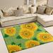 Wellsay Sunflower Non Slip Area Rug for Living Dinning Room Bedroom Kitchen 4 x 5 (48 x 63 Inches / 120 x 160 cm) Sunflower Nursery Rug Floor Carpet Yoga Mat