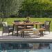 Christopher Knight Home Linden Outdoor 6 Piece Rustic Iron and Acacia Wood Dining Set by sandblast/black