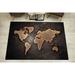 Abstract World Map Rugs Colorful Rugs Black Map Rug Hallway Rugs Modern Map Rug Modern Map Rug Non Slip Rug Outdoor Rugs Brown Map 5.9 x9.2 - 180x280 cm