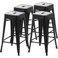 YZboomLife Metal Stools Counter Height Indoor Outdoor Stackable Set of 4 Barstools 30 Backless Restaurant Kitchen Dining Chairs Patio Bistro Pub Trattoria Tolix Industrial Stools Ho