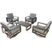 Aluminum Patio Furniture Set 5 Pieces Outdoor Patio Sectional Conversation Set with Coffee Table 4 Padded Cushion Swivel Chair All-Weather Outdoor Furniture Set for Backyard Balcony - 4 Swivel