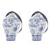 Ceramic Jar Wind Chimes Hanging Ornament Blue and White Porcelain Outdoor Pot Bell Decorate 2 Pieces