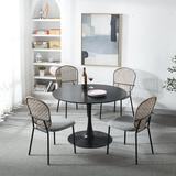 RONSHIN Round Table with 4 Chairs Set Upholstered Armless Chairs with Hollowed Backrest Support Kitchen Dining Table Set for Dining Room Small Space Breakfast Nook