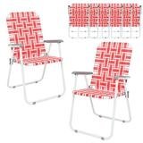 Ktaxon Patio Folding Web Lawn Chair Set 8 Pack Outdoor Beach Chair Portable Camping Chair(Red & White)