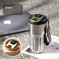 YOZGXEG Thermos Cup Coffee Thermoes With Temperature Display 316 Stainless Steel Inner Liner PP Lid And Silicone Seal Secure Leak Proof That Preventes Spills Or Leaks 450ML Kitchen Supplies