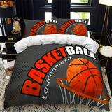 3D Sports Fire Basketball Bedding Set for Teen Boys Duvet Cover Sets with Pillowcases Twin Full Queen King Size 3PCS 1 Duvet Cover+2 Pillow Shams