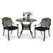 VIVIJASON 3-Piece Outdoor Patio Bistro Set All-Weather Cast Aluminum Furniture Dining Sets Include 2 Cushioned Chairs and 35.2 Round Table w/Umbrella Hole for Balcony Garden Navy Blue Cushion