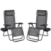 Yaheetech 26in Outdoor Zero Gravity Chair with Cupholder/Pillow Set of 2 Gray