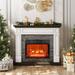 44 W Electric Fireplace Mantel with 23 Electric Fireplace Wooden Stacked Stone Surround Free Standing Fireplace with Remote Control Adjustable LED Flame