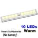 PIR Motion Sensor LED Cabinet Light 6 /10 leds Automatic Sensor Wardrobe Closet Lights Drawer Night Light Lamp for Indoor Lamp Warm Light-10LED Battery Not Included