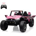 Remote Control Electric Car 24V Kids 2 Seater Ride Toy Rechargeable Electric 240W Car Adjustable Mount Kids Car Kids 15.4 Wheels Off Road Vehicle Indoor and Outdoor Kids Ride-on Toy Car Pink