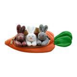 PURJKPU Muised Three Bunnies in a Purse Toy Hide and Seek Bunnies in Carrot Pouch Unzip The Rabbit Doll Toy 3 Bunnies in Carrot Purse Carrot Zipper Bag Funny Plush Decompression Toy