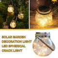 Tuobarr Solar Copper Wire Lamp Crack Ball Glass Jar Outdoor Garden Decoration Tree Lamp