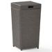 Pemberly Row Wicker Patio Trash Can in Weathered Gray