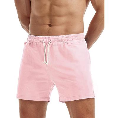Men's Pink Shorts Athletic Shorts Sweat Shorts Workout Shorts Pocket Plain Comfort Breathable Outdoor Daily Going out Fashion Casual Black White