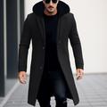 Men's Winter Coat Wool Coat Overcoat Trench Coat Outdoor Daily Wear Fall Winter Polyester Windbreaker Outerwear Clothing Apparel Fashion Streetwear Plain Hooded Single Breasted One-button