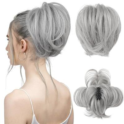 Messy Bun Hair Piece Claw Clip in Straight Hair Bun 9 Inch Short Ponytail Extension with Bendable Metal Wire Hair Pieces for Women Fake Hair Bun DIY Styles
