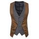 Men's Vest Leather Vest Daily Wear Vacation Going out Fashion Basic Spring Fall Button Polyester Faux Leather Comfortable Color Block Single Breasted V Neck Regular Fit Dark-Gray Black Dark Navy